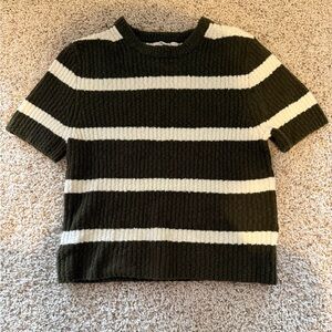 Madewell Olive and Cream Striped Sweater